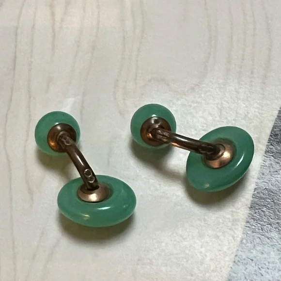 Jade vintage Cufflinks Set - Picture 3 of 5